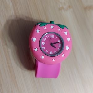 Kendall & James Childs Character/Pink Strawberry/Slap Bracelet Watch